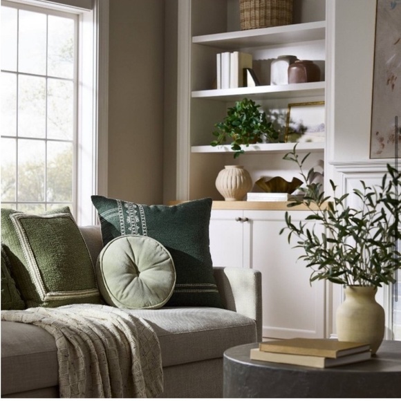 Velvet Round Throw Pillow Light Sage - Threshold designed with Studio McGee NWOT - Picture 3 of 4